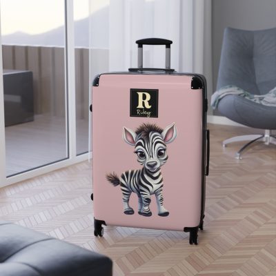 Custom Baby Zebra Suitcase - Personalized kids' luggage featuring an adorable zebra design, perfect for young adventurers.