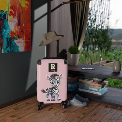 Custom Baby Zebra Suitcase - Personalized kids' luggage featuring an adorable zebra design, perfect for young adventurers.