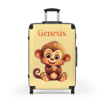 Custom Baby Monkey Suitcase - Personalized kids' luggage featuring a playful monkey design, perfect for young travelers.