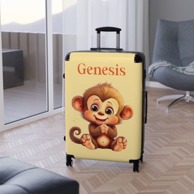 Custom Baby Monkey Suitcase - Personalized kids' luggage featuring a playful monkey design, perfect for young travelers.