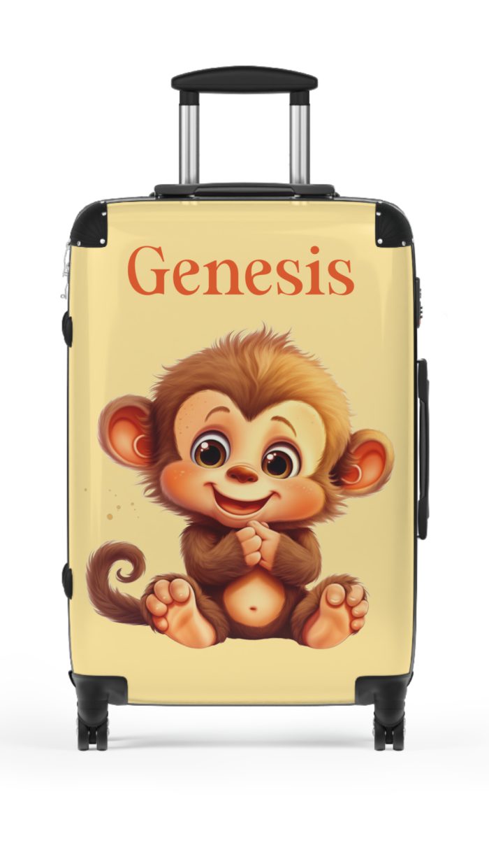 Custom Baby Monkey Suitcase - Personalized kids' luggage featuring a playful monkey design, perfect for young travelers.