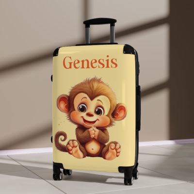 Custom Baby Monkey Suitcase - Personalized kids' luggage featuring a playful monkey design, perfect for young travelers.