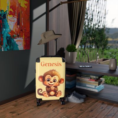 Custom Baby Monkey Suitcase - Personalized kids' luggage featuring a playful monkey design, perfect for young travelers.