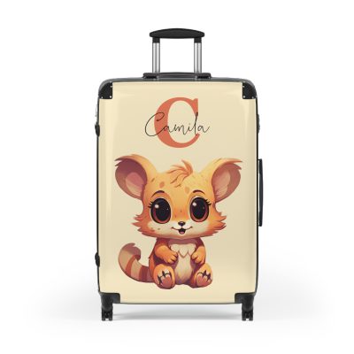 Custom Cute Cat Suitcase - Personalized kids' luggage featuring an adorable cat design, perfect for young travelers.