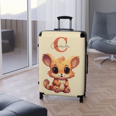 Custom Cute Cat Suitcase - Personalized kids' luggage featuring an adorable cat design, perfect for young travelers.