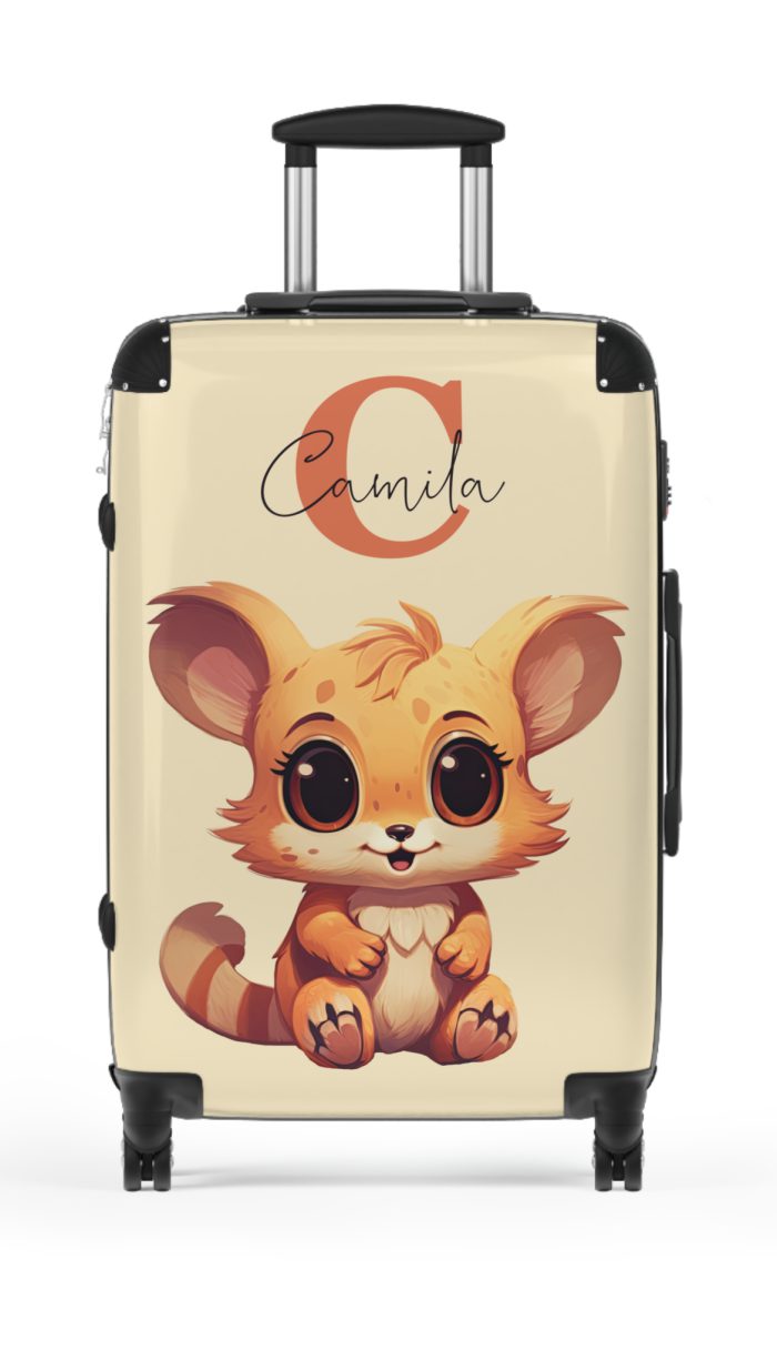 Custom Cute Cat Suitcase - Personalized kids' luggage featuring an adorable cat design, perfect for young travelers.