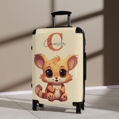 Custom Cute Cat Suitcase - Personalized kids' luggage featuring an adorable cat design, perfect for young travelers.