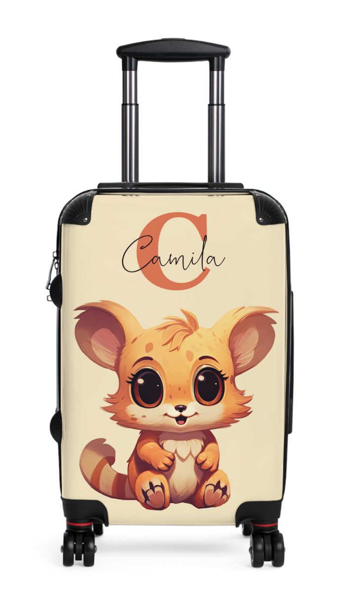 Custom Cute Cat Suitcase - Personalized kids' luggage featuring an adorable cat design, perfect for young travelers.