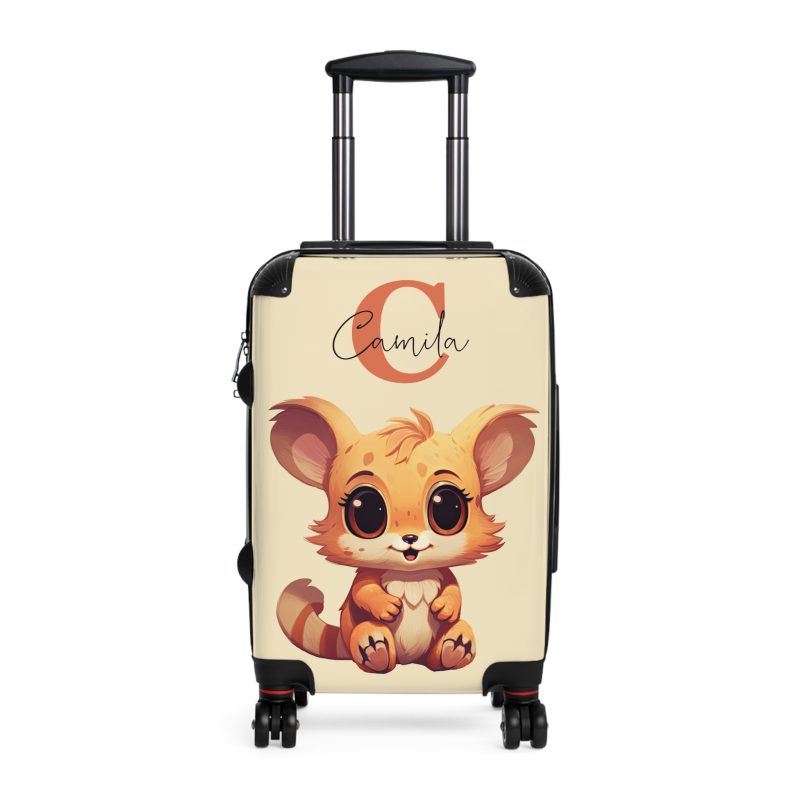 Custom Cute Cat Suitcase - Personalized kids' luggage featuring an adorable cat design, perfect for young travelers.