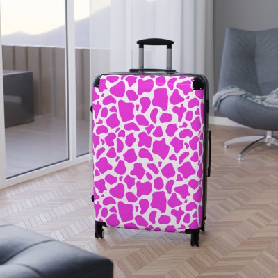 Cow Print Suitcase - A stylish luggage featuring a chic cow print design, perfect for travelers who want to add a touch of luxury to their journeys.