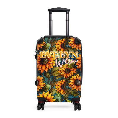 Custom Sunflower Suitcase - A personalized luggage adorned with a bright sunflower design, perfect for travelers who want to add a touch of cheer to their journeys.