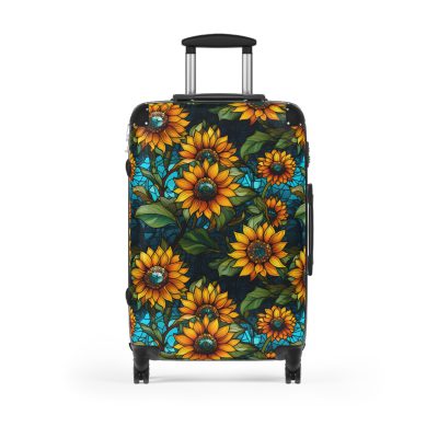 Sunflower Suitcase - A luggage adorned with a bright sunflower design, perfect for travelers who want to bring a touch of cheer and floral beauty to their journeys.