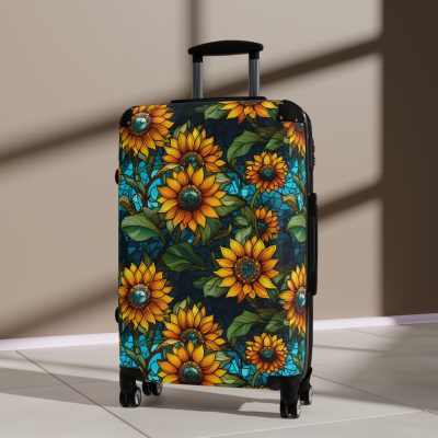 Sunflower Suitcase - A luggage adorned with a bright sunflower design, perfect for travelers who want to bring a touch of cheer and floral beauty to their journeys.