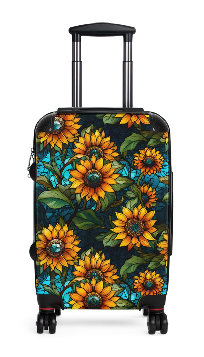 Sunflower Suitcase - A luggage adorned with a bright sunflower design, perfect for travelers who want to bring a touch of cheer and floral beauty to their journeys.