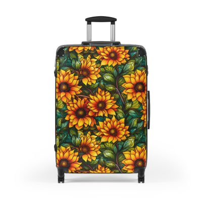 Sunflower Suitcase - A luggage adorned with a bright sunflower design, perfect for travelers who want to bring a touch of cheer and floral beauty to their journeys.