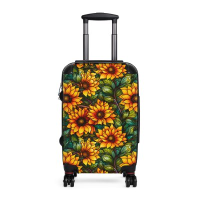 Sunflower Suitcase - A luggage adorned with a bright sunflower design, perfect for travelers who want to bring a touch of cheer and floral beauty to their journeys.