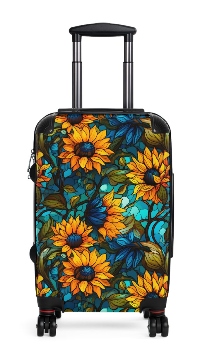 Sunflower Suitcase - A luggage adorned with a bright sunflower design, perfect for travelers who want to bring a touch of cheer and floral beauty to their journeys.