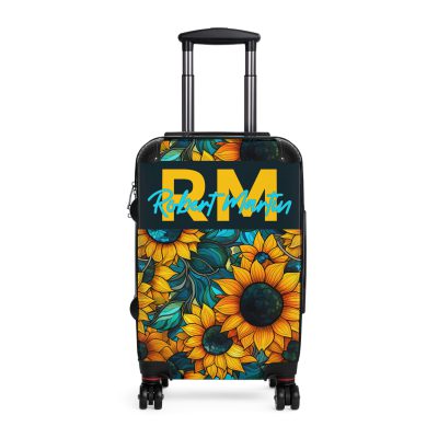 Custom Sunflower Suitcase - A personalized luggage adorned with a bright sunflower design, perfect for travelers who want to add a touch of cheer to their journeys.