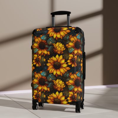 Sunflower Suitcase - A luggage adorned with a bright sunflower design, perfect for travelers who want to bring a touch of cheer and floral beauty to their journeys.