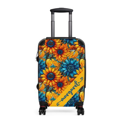 Custom Sunflower Suitcase - A personalized luggage adorned with a bright sunflower design, perfect for travelers who want to add a touch of cheer to their journeys.