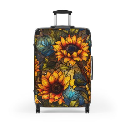 Sunflower Suitcase - A luggage adorned with a bright sunflower design, perfect for travelers who want to bring a touch of cheer and floral beauty to their journeys.