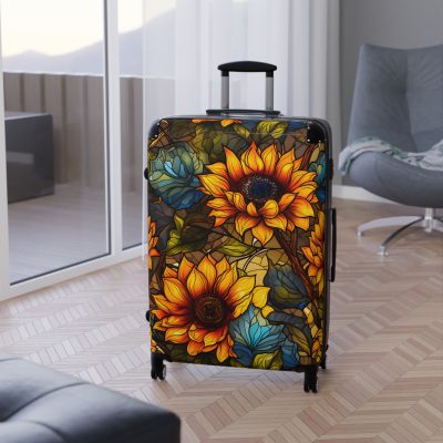 Sunflower Suitcase - A luggage adorned with a bright sunflower design, perfect for travelers who want to bring a touch of cheer and floral beauty to their journeys.