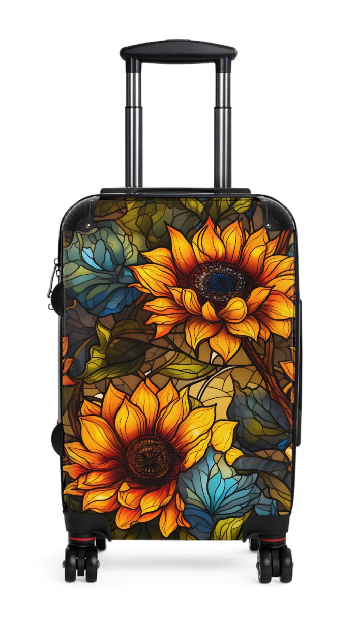 Sunflower Suitcase - A luggage adorned with a bright sunflower design, perfect for travelers who want to bring a touch of cheer and floral beauty to their journeys.