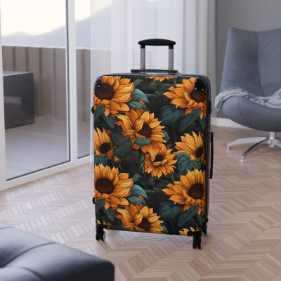 Sunflower Suitcase - A luggage adorned with a bright sunflower design, perfect for travelers who want to bring a touch of cheer and floral beauty to their journeys.