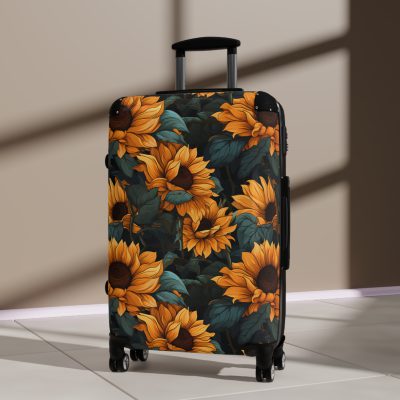 Sunflower Suitcase - A luggage adorned with a bright sunflower design, perfect for travelers who want to bring a touch of cheer and floral beauty to their journeys.