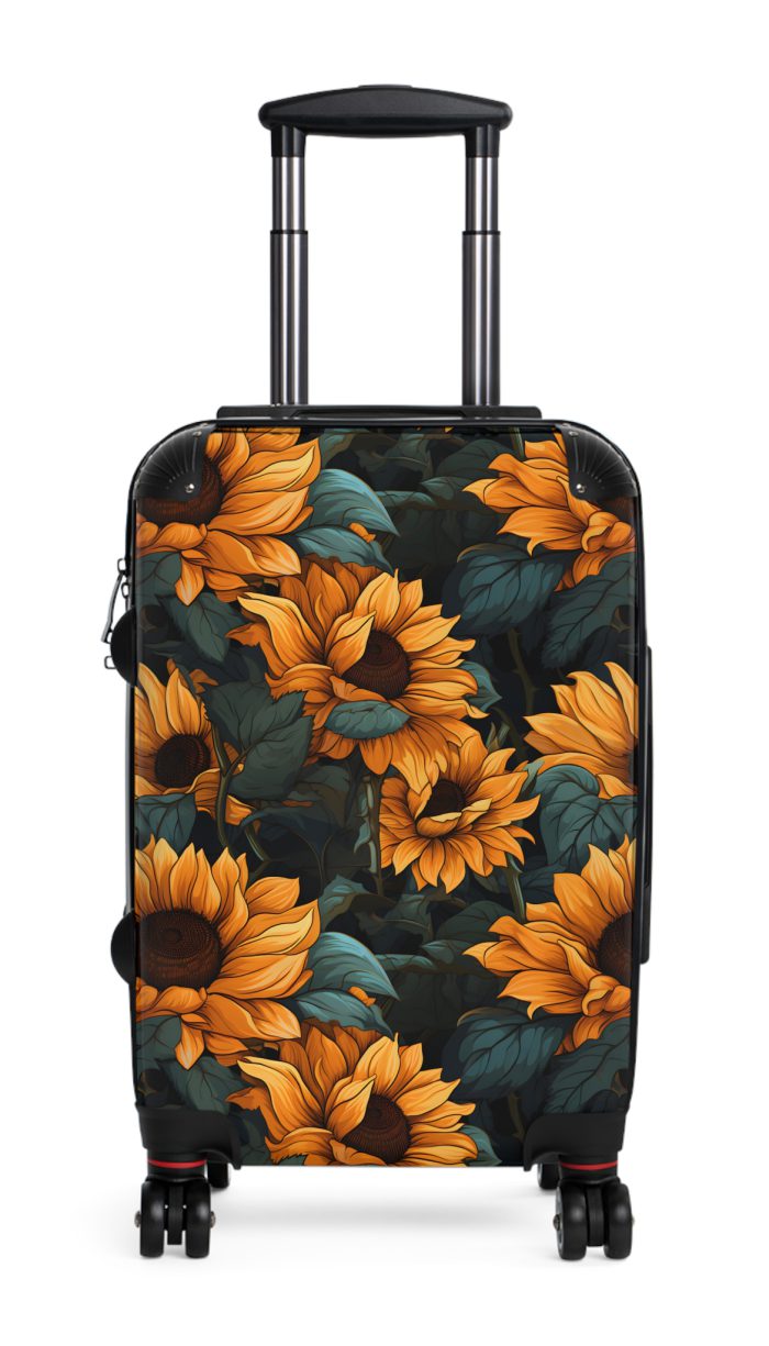 Sunflower Suitcase - A luggage adorned with a bright sunflower design, perfect for travelers who want to bring a touch of cheer and floral beauty to their journeys.