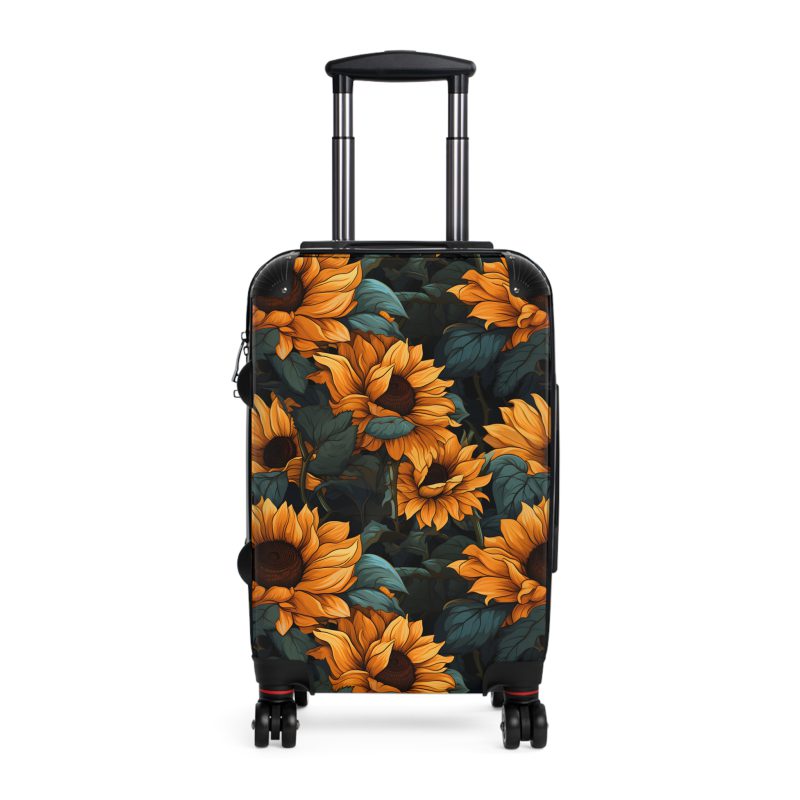 Sunflower Suitcase - A luggage adorned with a bright sunflower design, perfect for travelers who want to bring a touch of cheer and floral beauty to their journeys.