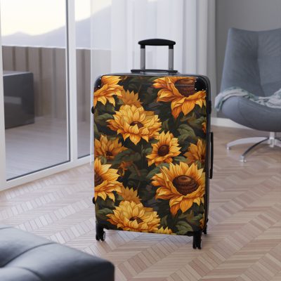 Sunflower Suitcase - A luggage adorned with a bright sunflower design, perfect for travelers who want to bring a touch of cheer and floral beauty to their journeys.