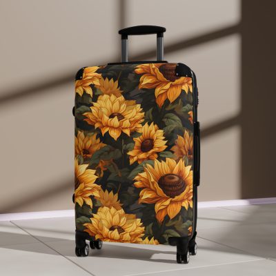 Sunflower Suitcase - A luggage adorned with a bright sunflower design, perfect for travelers who want to bring a touch of cheer and floral beauty to their journeys.