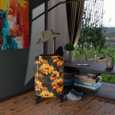 Sunflower Suitcase - A luggage adorned with a bright sunflower design, perfect for travelers who want to bring a touch of cheer and floral beauty to their journeys.