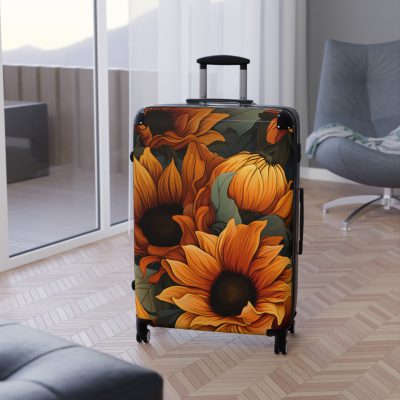 Sunflower Suitcase - A luggage adorned with a bright sunflower design, perfect for travelers who want to bring a touch of cheer and floral beauty to their journeys.