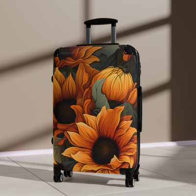 Sunflower Suitcase - A luggage adorned with a bright sunflower design, perfect for travelers who want to bring a touch of cheer and floral beauty to their journeys.