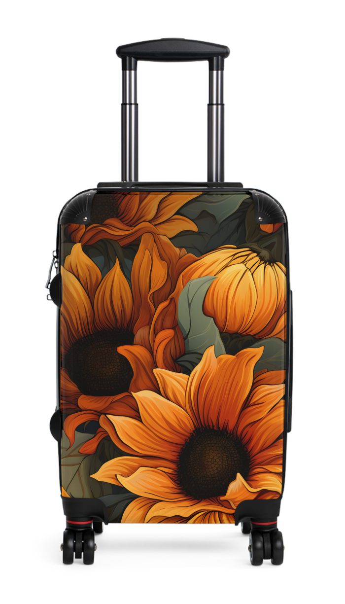 Sunflower Suitcase - A luggage adorned with a bright sunflower design, perfect for travelers who want to bring a touch of cheer and floral beauty to their journeys.