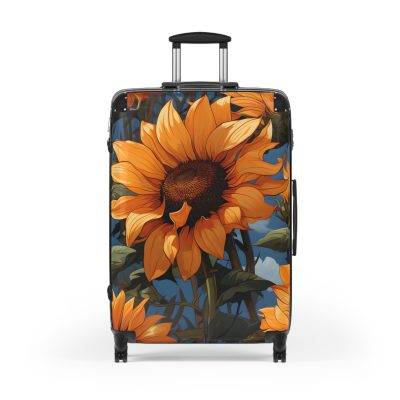 Sunflower Suitcase - A luggage adorned with a bright sunflower design, perfect for travelers who want to bring a touch of cheer and floral beauty to their journeys.Sunflower Suitcase - A luggage adorned with a bright sunflower design, perfect for travelers who want to bring a touch of cheer and floral beauty to their journeys.