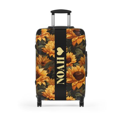 Custom Sunflower Suitcase - A personalized luggage adorned with a bright sunflower design, perfect for travelers who want to bring a touch of cheer and floral beauty to their journeys.