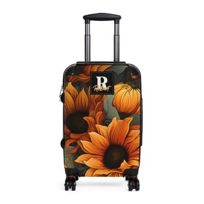 Custom Sunflower Suitcase - A personalized luggage adorned with a bright sunflower design, perfect for travelers who want to bring a touch of cheer and floral beauty to their journeys.