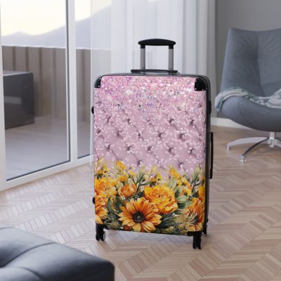 Sunflower Suitcase - A luggage adorned with a bright sunflower design, perfect for travelers who want to bring a touch of cheer and floral beauty to their journeys.Sunflower Suitcase - A luggage adorned with a bright sunflower design, perfect for travelers who want to bring a touch of cheer and floral beauty to their journeys.