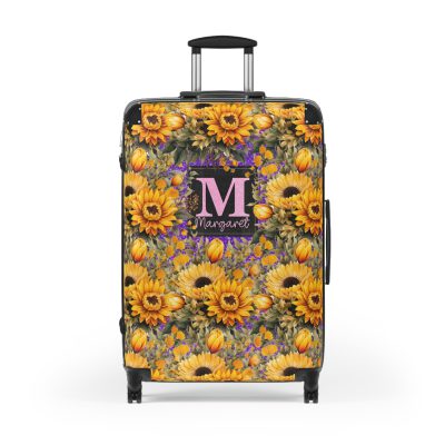 Custom Sunflower Suitcase - A personalized luggage adorned with a bright sunflower design, perfect for travelers who want to bring a touch of cheer and floral beauty to their journeys.