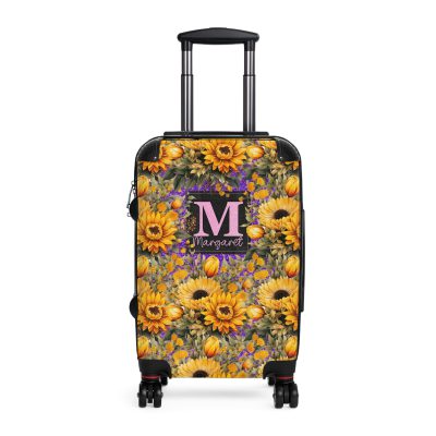 Custom Sunflower Suitcase - A personalized luggage adorned with a bright sunflower design, perfect for travelers who want to bring a touch of cheer and floral beauty to their journeys.