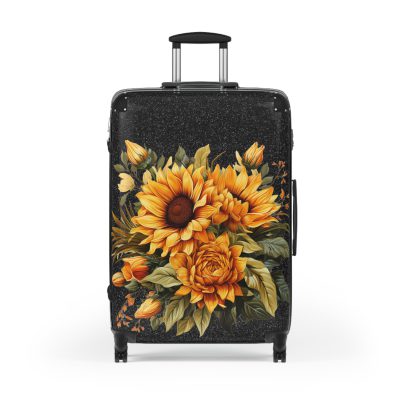 Sunflower Suitcase - A luggage adorned with a bright sunflower design, perfect for travelers who want to bring a touch of cheer and floral beauty to their journeys.Sunflower Suitcase - A luggage adorned with a bright sunflower design, perfect for travelers who want to bring a touch of cheer and floral beauty to their journeys.