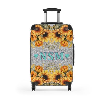 Custom Sunflower Suitcase - A personalized luggage adorned with a bright sunflower design, perfect for travelers who want to bring a touch of cheer and floral beauty to their journeys.