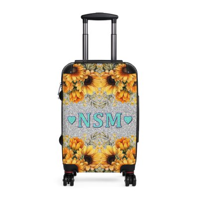 Custom Sunflower Suitcase - A personalized luggage adorned with a bright sunflower design, perfect for travelers who want to bring a touch of cheer and floral beauty to their journeys.