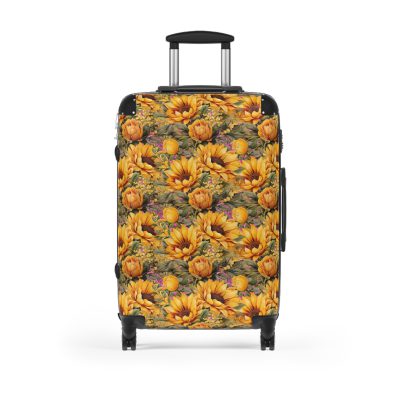 Sunflower Suitcase - A luggage adorned with a bright sunflower design, perfect for travelers who want to bring a touch of cheer and floral beauty to their journeys.Sunflower Suitcase - A luggage adorned with a bright sunflower design, perfect for travelers who want to bring a touch of cheer and floral beauty to their journeys.