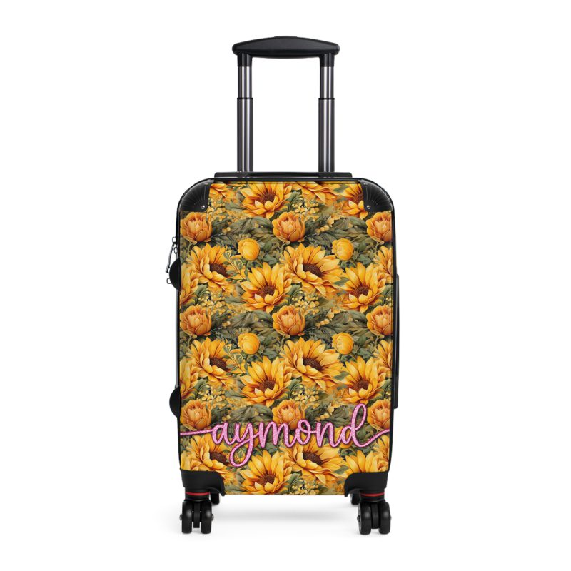 Custom Sunflower Suitcase - A personalized luggage adorned with a bright sunflower design, perfect for travelers who want to bring a touch of cheer and floral beauty to their journeys.