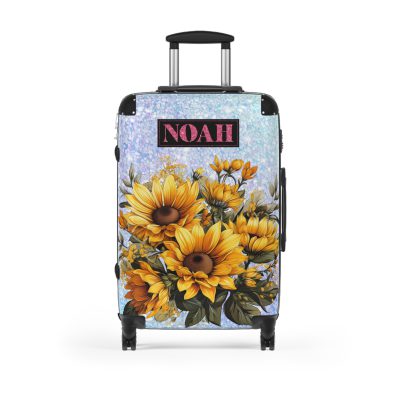 Custom Sunflower Suitcase - A personalized luggage adorned with a bright sunflower design, perfect for travelers who want to bring a touch of cheer and floral beauty to their journeys.