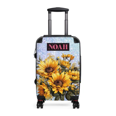 Custom Sunflower Suitcase - A personalized luggage adorned with a bright sunflower design, perfect for travelers who want to bring a touch of cheer and floral beauty to their journeys.